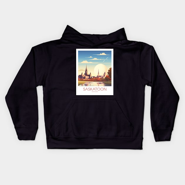 SASKATOON Kids Hoodie by MarkedArtPrints